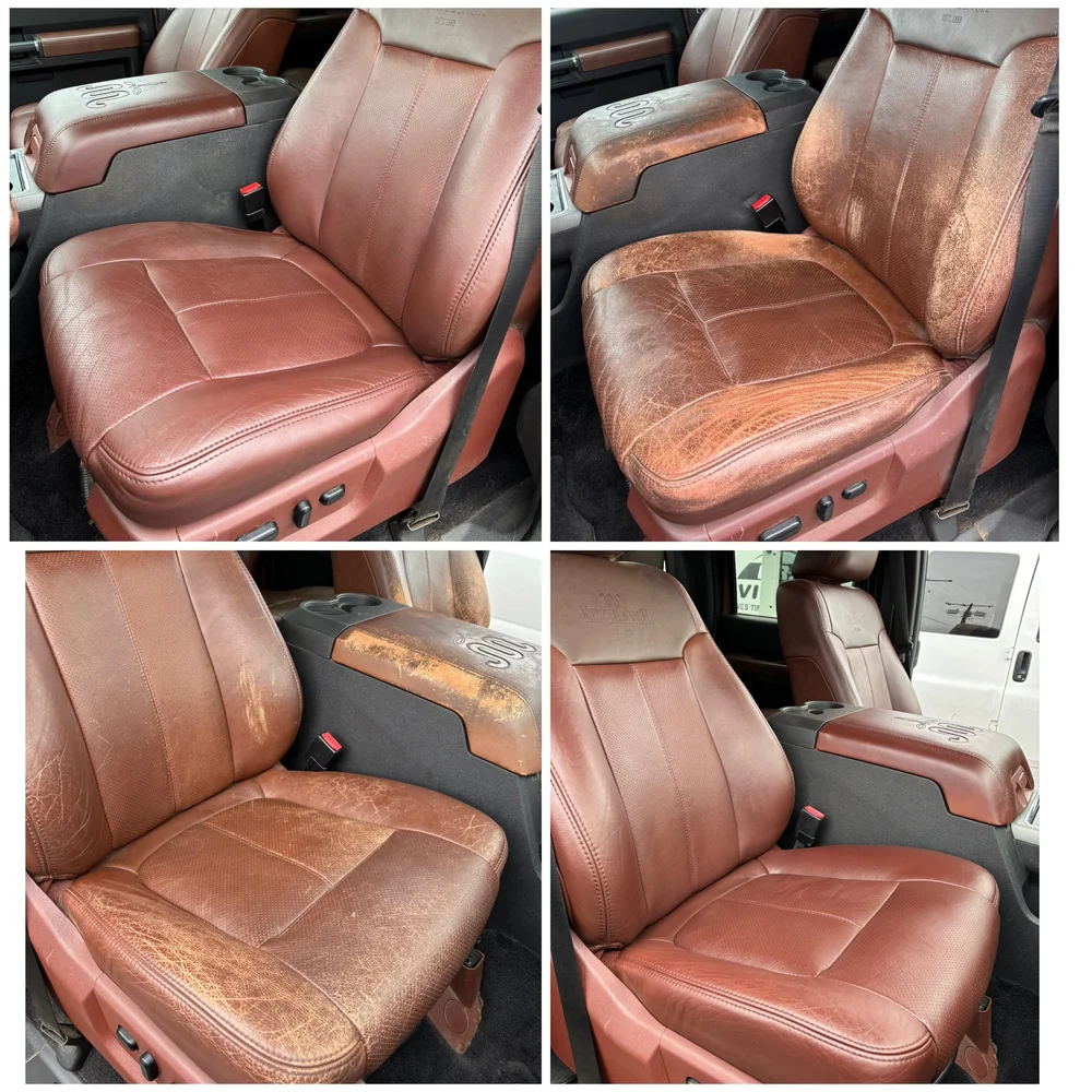 Leather seat repair before and after