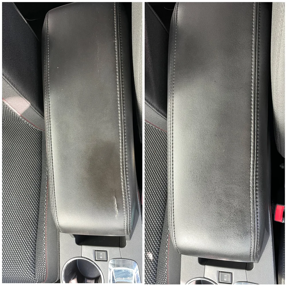 Center console repair before and after